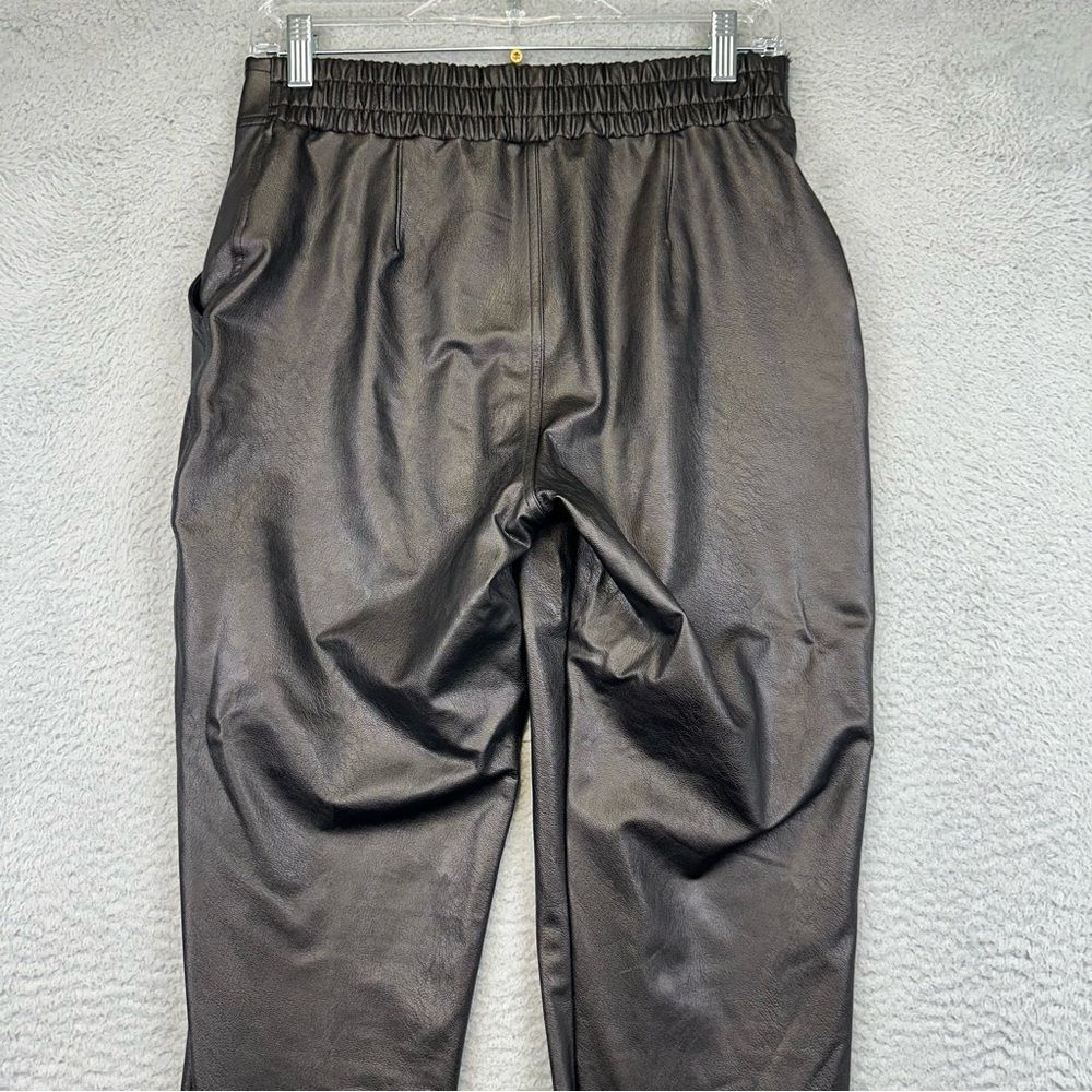 Spanx Faux Leather Leggings Womens Medium Black Stretch Pockets Casual Tapered - Picture 5 of 15